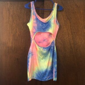 Vibrant Tie-Dye Cutout Dress